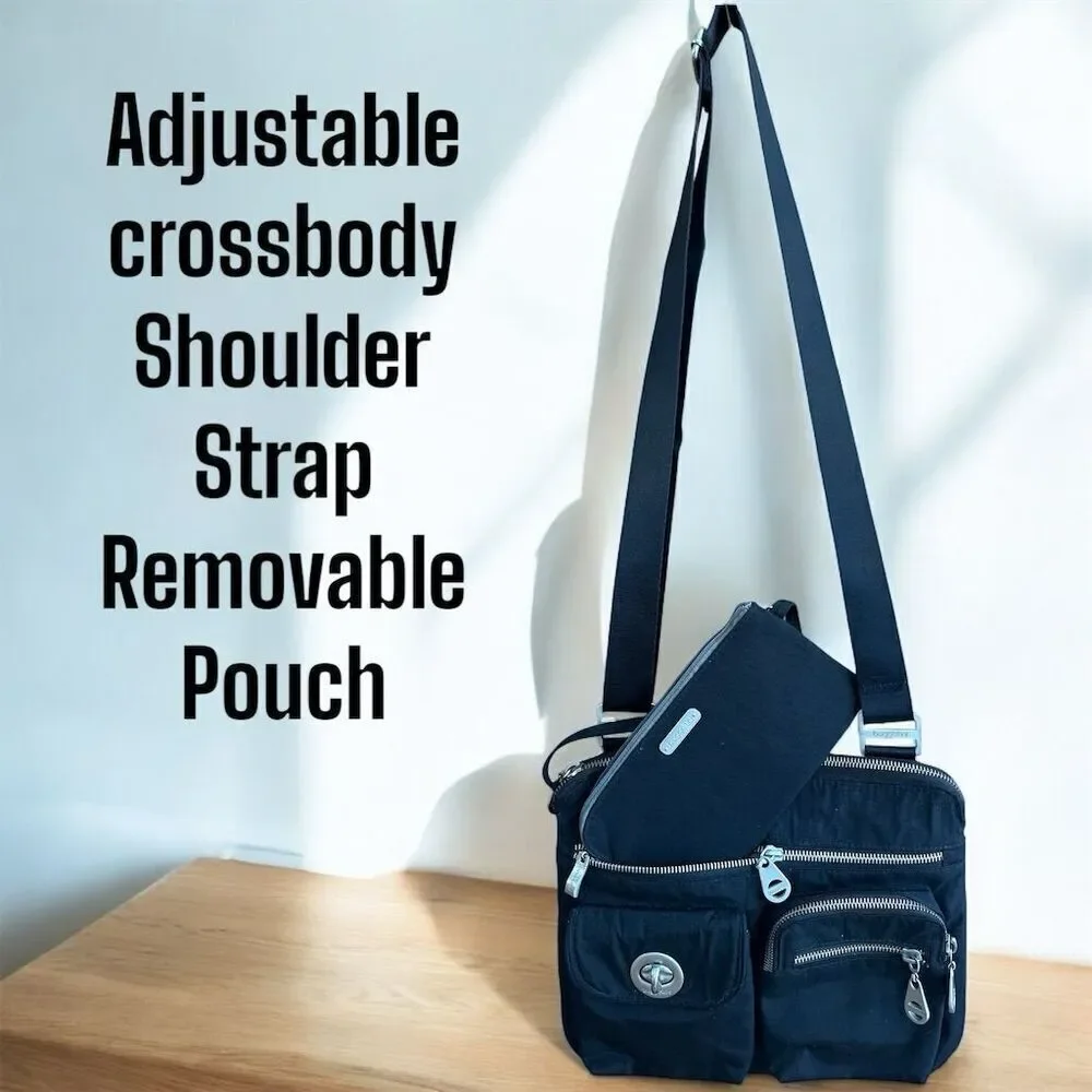 Baggallini Tulum Adjustable Crossbody Travel Bag Black Detachable Wristlet